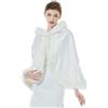 BEAUTELICATE Mantello con Cappuccio Donna Mantella Corto Pelliccia Sintetica Rosa da Sposa con Mano Muff per Matrimonio Invernale Hallween Natale Carnevale Cosplay