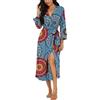 PrinStory Vestaglia E Kimono Donna,Manica A 3/4 Scollo A V Accappatoio,Comodo E Leggero Accappatoio Regali per Donne (Miscela di Blu., M)