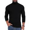 PrinStory - Maglione da uomo a maniche lunghe, in cotone, con collo alto, a collo rialzato, lavorato a maglia (Nero, M)