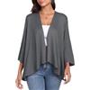 PrinStory Giacche In Maglia Per Donna Leggera Manica 3/4 Cardigan A Manica Lunga Elegante Casuale Giacca Leggera Con Alto Basso Orlo, grigio scuro, L