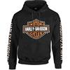 Harley-Davidson Felpa con Cappuccio da Uomo con Logo Bar & Shield, Nera, Nero, X-Large