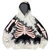Generisch Felpa da uomo a maniche lunghe, con cappuccio, con stampa a scheletro di Halloween, casual, vestibilità larga, felpa per l'uso quotidiano, comoda streetwear, felpa classica da uomo, grigio., M