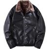 Generic Giacca in Pelle Casual da Uomo per Inverno Caldo con Fodera Montone Antivento Capospalla lavorativo Moda