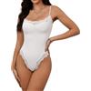 Starrylion Body in pizzo con scollo quadrato top da donna senza maniche con spalline sottili canotta body per donna tuta sexy, Bianco Gelo, X-Small