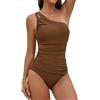 Svanco Costume Intero Donna Monospalla Contenitivo, Costume da Bagno Donna Push Up Imbottito per Piscina e Mare, Costume Intero Donna Curvy Elegante