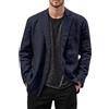 Generico Blazer in lino da uomo giacca per il tempo libero a due bottoni leggeri cappotti sportivi vestibilità ampia giacca da ufficio tinta unita versatile giacca con risvolti a tacca giacche con tasca, BU3