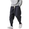 Onsoyours Pantaloni di Lino Uomo Leggeri Estivi Casual Pantaloni Giapponesi Elasticizzati per Spiaggia e Yoga con Coulisse