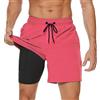Arcweg Costume da Bagno da Uomo con Boxer Slip Foderato Pantaloncini da Bagno Fodera a Compressione 2 in 1 Pantaloncini da Spiaggia con Tasca con Cerniera Surf Rose XXL(EU)