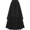 Generic Gonna medievale da donna, lunga, gotica, a doppio strato, per costume tradizionale rinascimentale, in vita elasticizzata, vintage, stile vittoriano, elegante, linea ad A, per Halloween