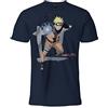 Difuzed T Shirt Modello Naruto Uzumaki con Stampa Frontale. Blu Navy. 100% Cotone. Unisex. Prodotto Ufficiale. Taglie da Adulto Ragazzo. (IT, Testo, S, Regular, Regular, Blu)
