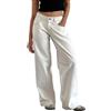 ORANDESIGNE Jeans a Gamba Larga per Donna Pantaloni in Denim con Tasche B Bianco L