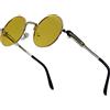 XFentech Occhiali da Sole Vintage - Steampunk Stile Rotondi Vintage Polarizzati Occhiali da Sole Retrò Occhiali con Protezione UV400, B2 Montatura D'oro - Lente Gialle