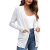 LZPCarra Cardigan da donna corto senza bottoni, cardigan da donna, corto e caldo, elegante cardigan a maglia fine con tasche, maglione a maniche lunghe, maglione in cotone, bianco, s