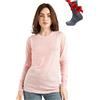 Merino.tech Maglia Termica Donna Lana Merinos - 100% Lana Merino + Calzini (Small, 165 Pink Heather)