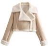 KHIRVWL Giacca Di Pelle Motociclista Donna Lana Zip Maniche Lunghe Casual Foderati Cappotto Invernale in Pile Caldo Giacca Trapuntata Lungo Antivento Casual Parka Cappotti Imbottito con Zip e Tasche Peloso