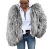 KHIRVWL Cappotto Pelliccia Invernale Donna Cappotto Pelliccia Sintetica Caldo Invernale a Maniche Lunghe Cappotto Pelliccia Sintetica Con Cappuccio Cappotto Pelliccia Sintetica Parker