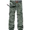 AnyuA Pantaloni Lunghi Uomo Cargo con Tasconi Laterali Militari Esercito Verde 34