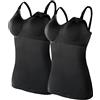Generisch Canottiera da donna, per allattamento al seno, 2 pezzi, con 4 imbottiture sul petto, Nero , S