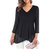 Adigaber Camicie Donna Casual in Chiffon Camicia Elegante di 3/4 Manica a Volant Scollo a V Bluse Leggero Classiaca