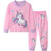 Dinopjs Pigiama per ragazze a maniche lunghe, set casual con unicorno, gatto, motivo a stelle, in cotone, per ragazze, animato, abbigliamento da notte, per autunno e inverno, casacca, abbigliamento