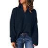 Generico Donna Cotone Maglione Donna Maglioni da Maglione A Collo Alto con Zip A 1 4 E Maniche Lunghe per Maglioni di Lana Lungo