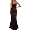shownicer Abito Lungo Sexy Donna Vestito Elegante Donna Abito Senza Manica Abito Aderente Donna Abito da Sera Festa Cerimonia A Marrone M