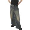 Caxndycing Baggy Jeans da uomo skater lunghi flared Streetwear Jeans alla moda Loose Fit Jeans Cargo Demin Pantaloni leggeri stretch Straight Pants Pantaloni larghi Pantaloni per il tempo libero, Blu