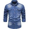 Morbuy Camicia Jeans Uomo, Camicia Nera Uomo Cotone Manica Lunga vestibilità Regolare Camicie Uomo con Tasca Ideale per Casual e da Lavoro