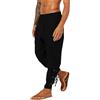 LVCBL Uomo Pantaloni Medievale retrò con Lacci Punk Pants Cosplay da Vichingo Pirata Costume Halloween Nero XL