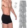 AMOUSDRDR Boxer da uomo per incontinenza, ultra assorbente, per incontinenza, lavabile, riutilizzabile, in cotone traspirante (grigio, 5 pezzi, XL)