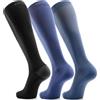 FITRELL 3 Paia di Calze Compressione Graduata Donna 20-30 mmhg Calze Antitrombo Donna & Uomo per Sport, Corsa, Aereo, Viaggi, Gravidanza, Lavoro, Nero+Blu Marino+Blu Grigio, EU 35-38