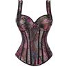 cfpqv Corsetto da donna, taglie grandi, corsetto con motivo jacquard, corsetto con lacci, in raso, con lacci, slim fit, stile gotico, vintage, con tracolla regolabile, Lilla, 4XL