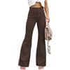 nicticsi Pantaloni in Velluto a Coste da Donna Tinta Unita Vintage Sweatpants con Tasche Bootcut Pantalonii a Vita Alta Classici per Il Tempo Libero A Marrone 3XL
