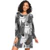 HMZXZ Camicia da notte da donna a maniche lunghe con gatto nero camicia da notte abbigliamento da notte abbigliamento da casa animali gatti, Multi, M