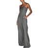 shownicer Tute Donna Monopezzi E Tutine Elegante Tuta Lunga Casual Jumpsuit Senza Maniche Tinta Unita Pagliaccetti Pantaloni Cocktail Cerimonia Overall A Grigio L