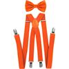 axy - bretelle per pantaloni da uomo con papillon - 4 Clip a forma di X con tenuta forte arancione (bretelle larghe 2,5 cm). taglia unica