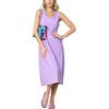 Goldenpoint Donna Copricostume Estivo Tinta Unita - Abito Lungo Smanicato con Spalla Larga e Lunghezza al Polpaccio in Tessuto Tinta Unita con Lamè Taglia L Colore Viola