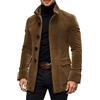Bauzuoyo Giacca in velluto a coste, da uomo, vintage, con tasche, primavera, autunno, colletto alto, elegante, tinta unita, sportiva, casual, con bottoni, giacca sportiva, marrone, XL