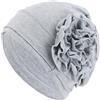 Heyjoin Turbante in cotone chemio morbido copricapo cancro confortevole elastico cappello per le donne con perdita di capelli, Grigio, Taglia unica
