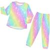 HMZXZ Set pigiama per bambini, con motivo galassia, arcobaleno, glitterato, a maniche lunghe, in pizzo, per ragazzi e ragazze, multicolore, 6 anni