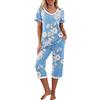 PrinStory Pigiama da donna con maglia a maniche corte e pantaloni lunghi