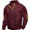 Generic Felpa in pile da uomo, con colletto alto, basic da uomo, con bottoni, a maniche lunghe, invernale, slim fit, a maglia, morbida, da uomo, in pile, Vino, XXL