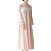 Homgro Camicia da Notte da Donna in Cotone Vittoriano Morbido Pizzo Puro Manica a Campana Midi Camicia da Notte Scollo a V Abito Lungo Pigiama, Rosa, S