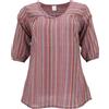 GURU SHOP Camicetta leggera in cotone, a righe con scollo a V, da donna, in cotone, camicette e tuniche