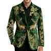 Generisch Giacca natalizia da uomo, in velluto a coste, divertente, con motivo natalizio, oversize, modello natalizio, abito da sera, giacche di Natale, abbigliamento festivo, blazer da uomo, S verde