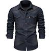 Morbuy Camicia Jeans Uomo, Camicia Nera Uomo Cotone Manica Lunga vestibilità Regolare Camicie Uomo con Tasca Ideale per Casual e da Lavoro