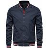 seiveini Uomo Giacca College Maniche Lunghe Giubbotto Leggero Bomber Jacket Baseball con Tasche Primavera Autunno Cappotto Trench Casuale D Marina XL