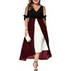 shownicer Donna Vestiti Elegante Manica Lunga Paillettes Vestito da Cerimonia Cocktail Abito da Sera Partito Abiti al Ginocchio C Vino Rosso 3XL