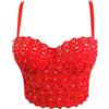 Woboren Intima da Donna con Reggiseno in Strass Argento Lucido da Donna (Rosso, XS)