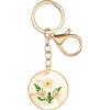 AMOR SPES Portachiavi a forma di fiore fatto a mano con fiori secchi pressati, 12 mesi, regalo di San Valentino per donne e uomini